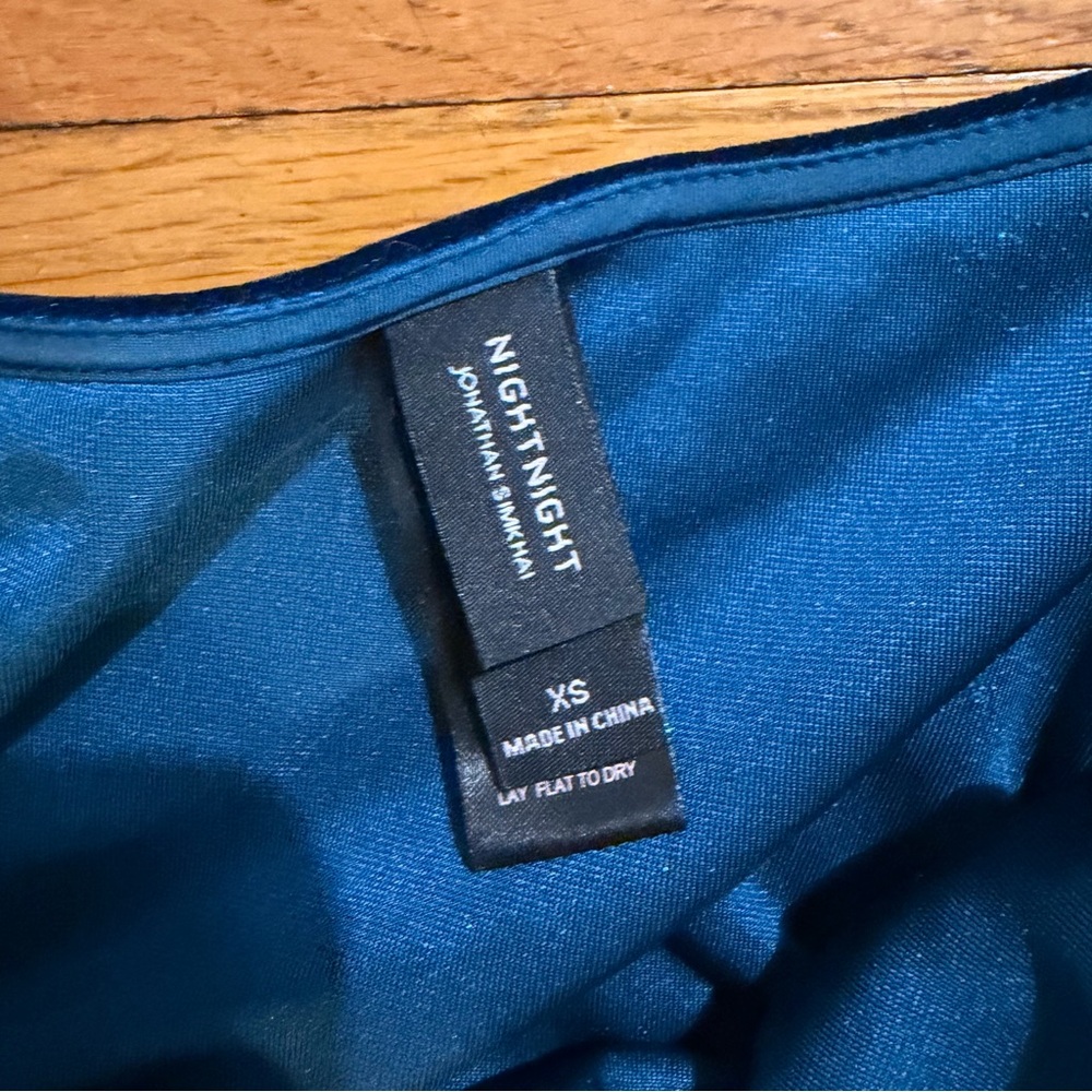 Jonathan Simkhai Night Night Velvet Cut-Out Midi Dress in Teal Blue - Picture 6 of 7